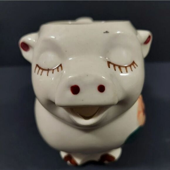 Vintage '40s MCM Shawnee Smiley USA Figural Hand Painted Pig Creamer Pitcher - Picture 2 of 6